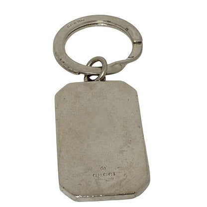 Gucci Key Holder (Charm) - Silver X Dark Brown Shape Pressed GG Pattern Leather