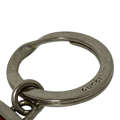 Gucci Key Holder (Charm) - Silver X Dark Brown Shape Pressed GG Pattern Leather