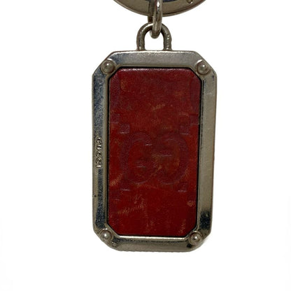 Gucci Key Holder (Charm) - Silver X Dark Brown Shape Pressed GG Pattern Leather