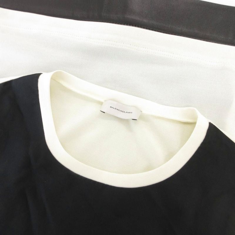 Balenciaga 2011 Archive Docking T-Shirt Cut and Sew Leather Switching Short