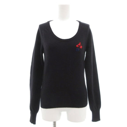 Balenciaga 2004 B Embroidery Sweater Knit Wool Long Sleeve 36 Black Uo Ibo84