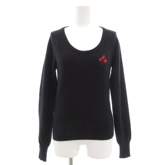 Balenciaga 2004 B Embroidery Sweater Knit Wool Long Sleeve 36 Black Uo Ibo84