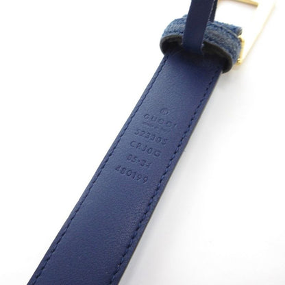 Gucci Suede Leather G Buckle Belt Blue Uo Ibo86