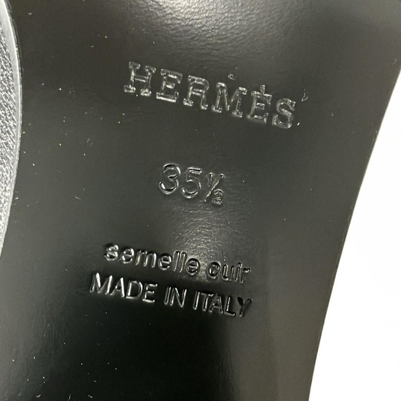 Hermes Loafers 35 1 2 Women's Dauphine Black Pink Gold Hardware Leather