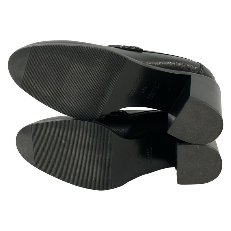 Hermes Loafers 35 1 2 Women's Dauphine Black Pink Gold Hardware Leather