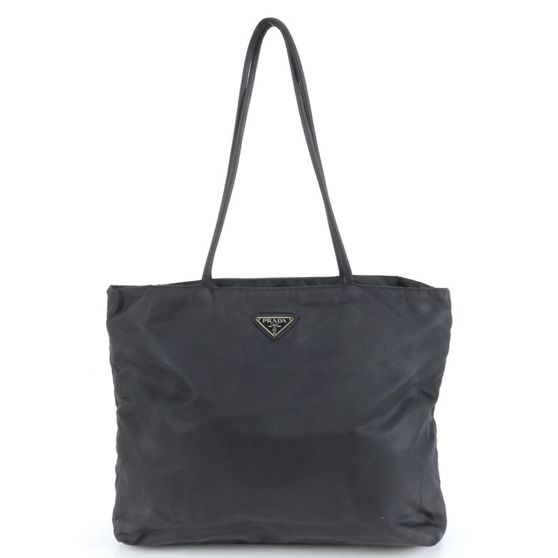 Prada Tessuto Nylon Triangle Logo Tote Bag Shoulder Hand A4 Black Women's Rue