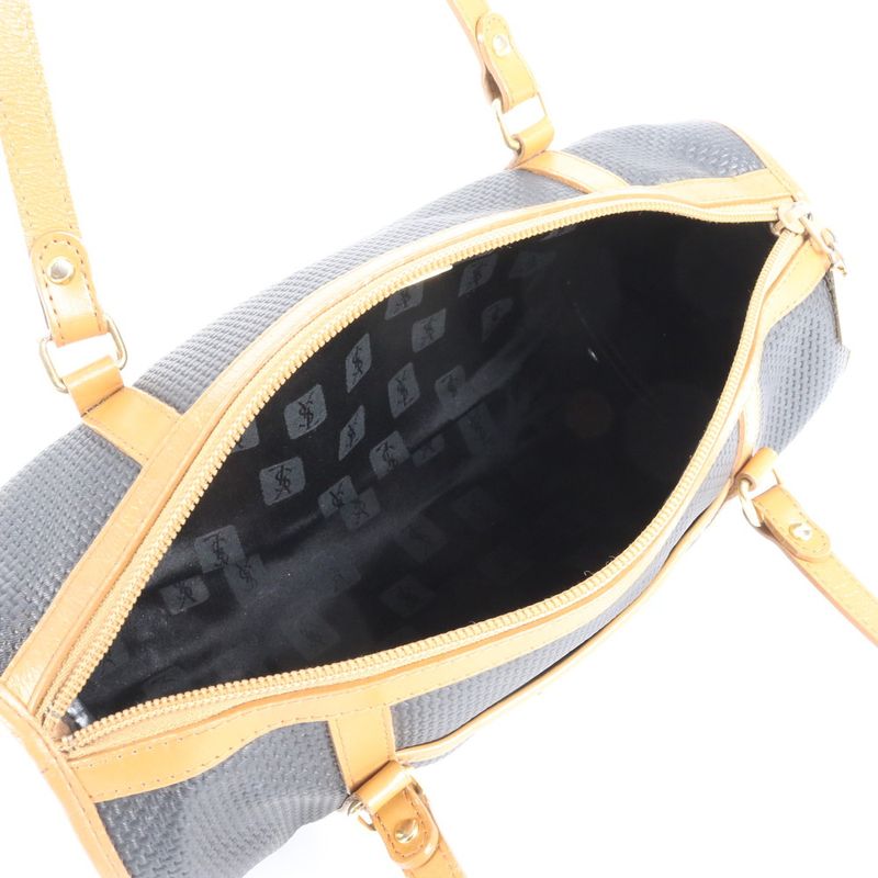 Vintage YSL Yves Saint Laurent Triangle Plate Logo Leather Mini Boston