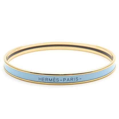 Hermes Bracelet Uni Bangle Metal Enamel Blue Gold Plated GP Accessories Ladies