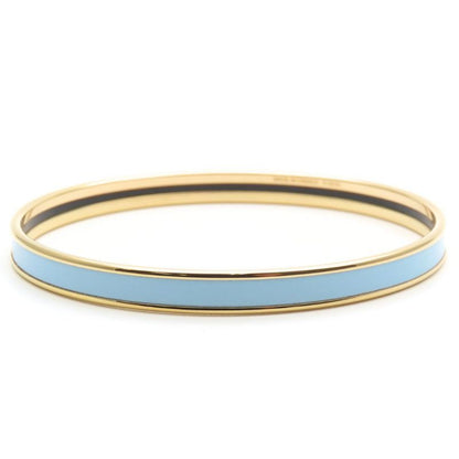 Hermes Bracelet Uni Bangle Metal Enamel Blue Gold Plated GP Accessories Ladies