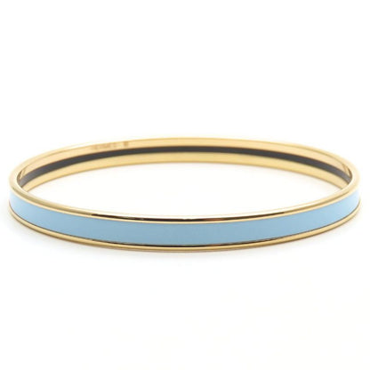 Hermes Bracelet Uni Bangle Metal Enamel Blue Gold Plated GP Accessories Ladies