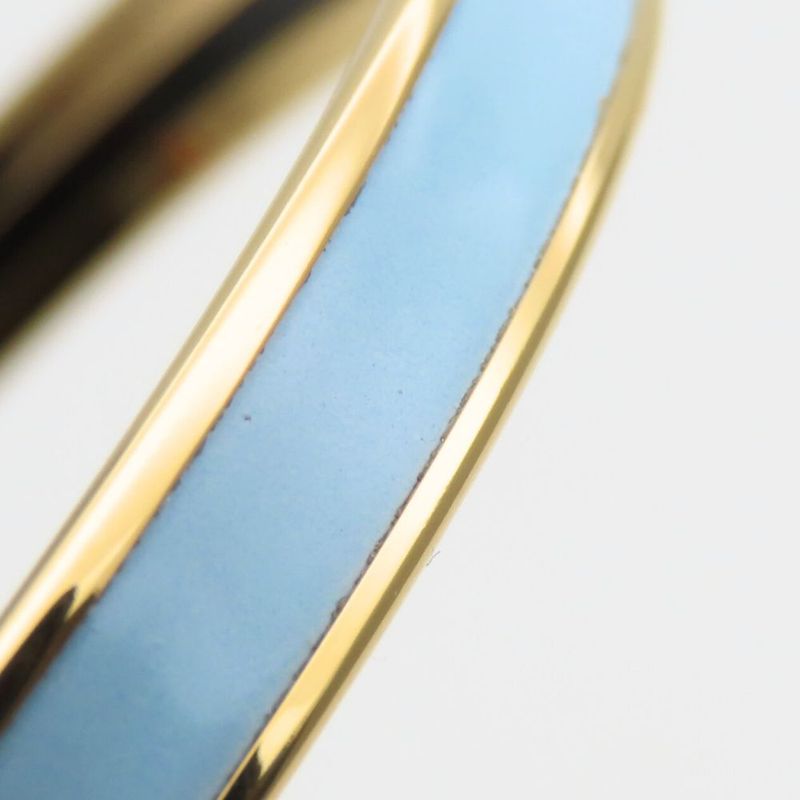 Hermes Bracelet Uni Bangle Metal Enamel Blue Gold Plated GP Accessories Ladies