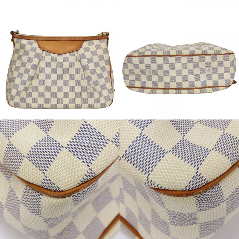 Louis Vuitton Shoulder Bag Syracuse PM N41113 Damier Azure Leather White