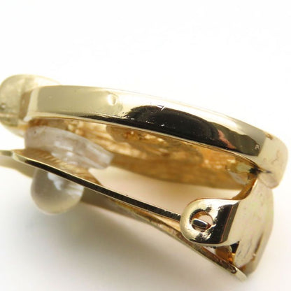 Christian Dior Earring CD Logo Metal Rhinestone Gold Plated GP Accessories