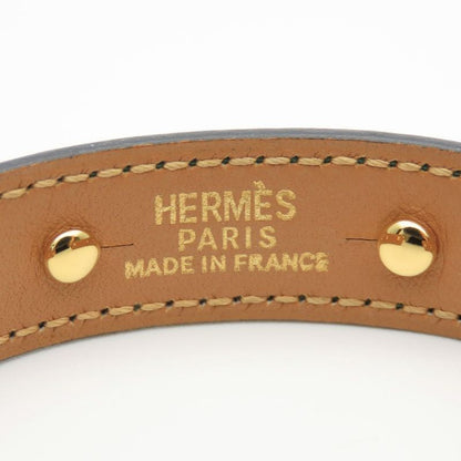 Hermes Bangle Chaine D'ancre Leather Metal Green Gold Plated GP Accessory