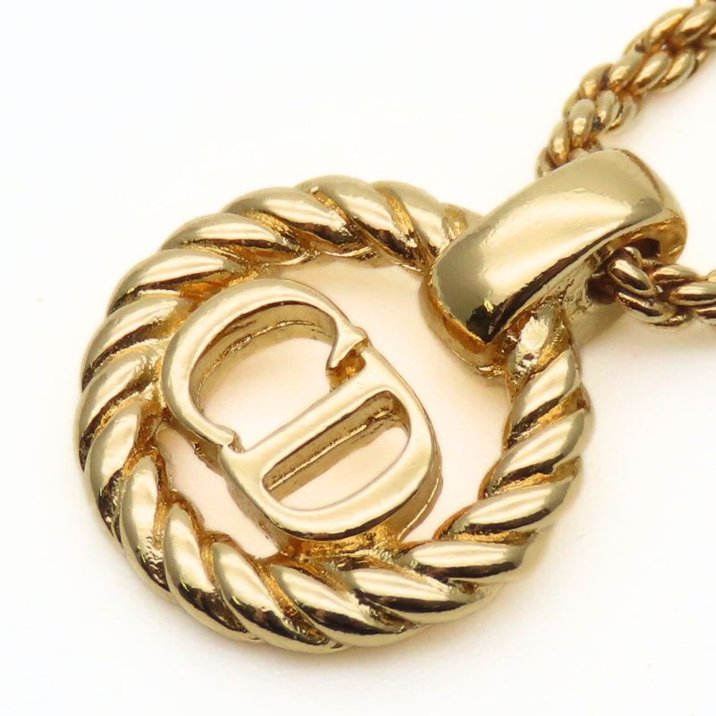 Christian Dior Necklace CD Logo Twisted Metal Gold Plated GP Accessories Ladies