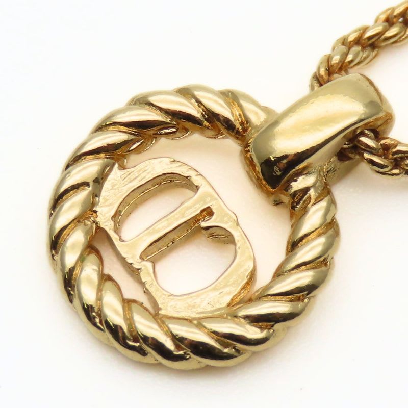 Christian Dior Necklace CD Logo Twisted Metal Gold Plated GP Accessories Ladies