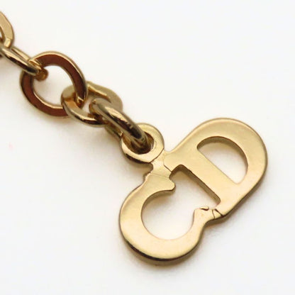Christian Dior Necklace CD Logo Metal Rhinestone Gold Plated GP Accessories