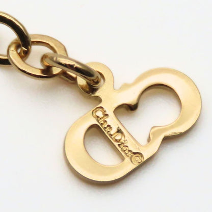 Christian Dior Necklace CD Logo Metal Rhinestone Gold Plated GP Accessories