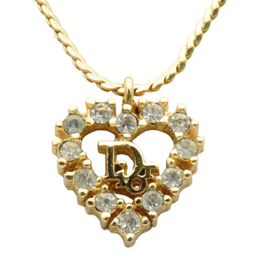 Christian Dior Necklace Heart Metal Gold Plated GP Accessories Ladies Women