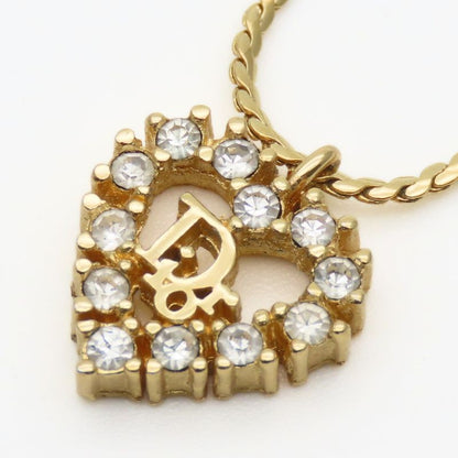 Christian Dior Necklace Heart Metal Gold Plated GP Accessories Ladies Women