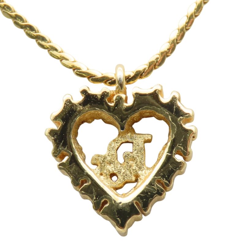 Christian Dior Necklace Heart Metal Gold Plated GP Accessories Ladies Women