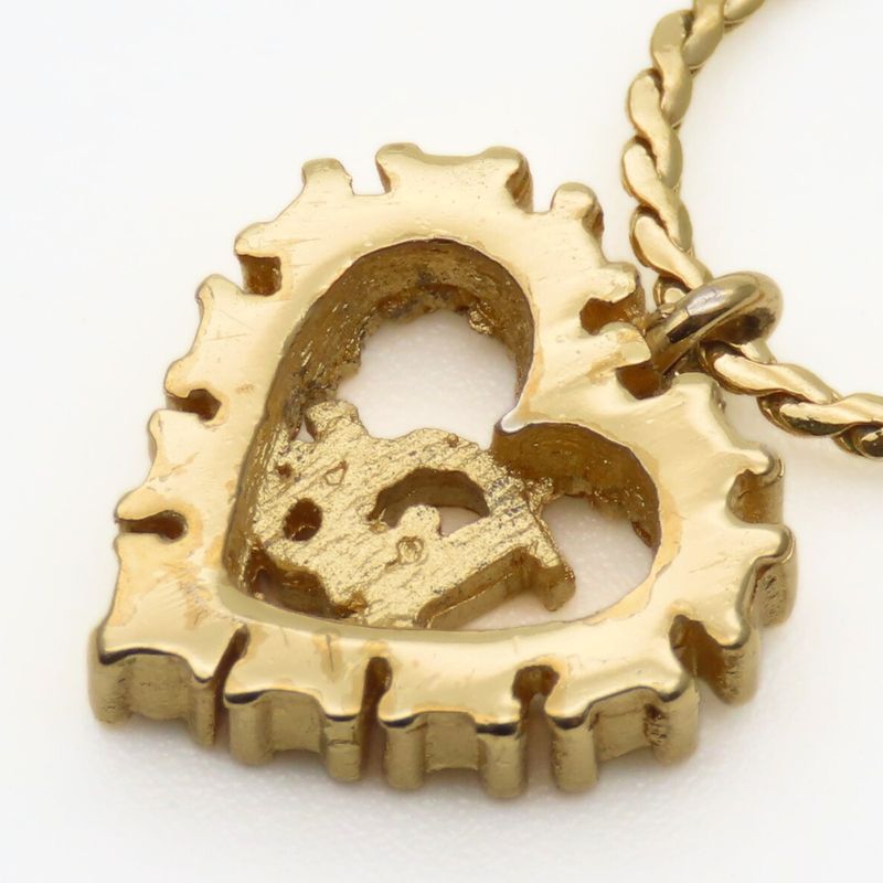 Christian Dior Necklace Heart Metal Gold Plated GP Accessories Ladies Women