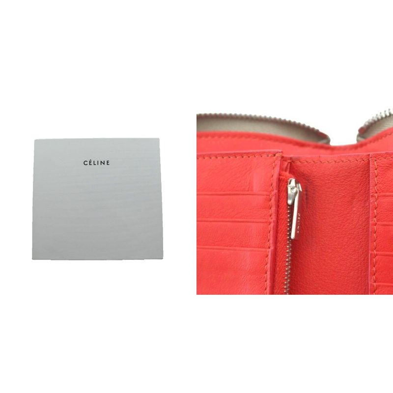 Celine Phoebe Period Zip Around Wallet Bifold Wallet Leather Greige SS • OS