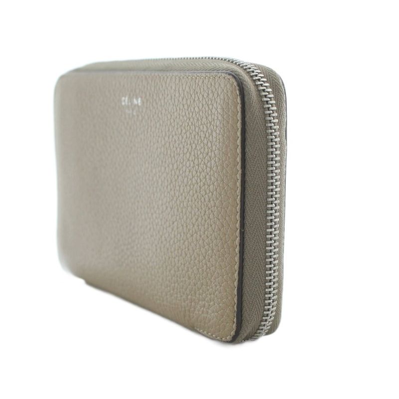 Celine Phoebe Period Zip Around Wallet Bifold Wallet Leather Greige SS • OS