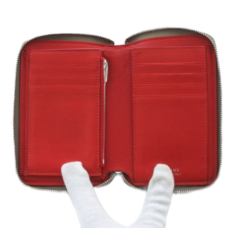 Celine Phoebe Period Zip Around Wallet Bifold Wallet Leather Greige SS • OS