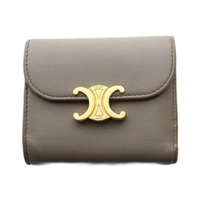 Celine Small Flap Wallet Triomphe Trifold Wallet Leather Greige SS • OS