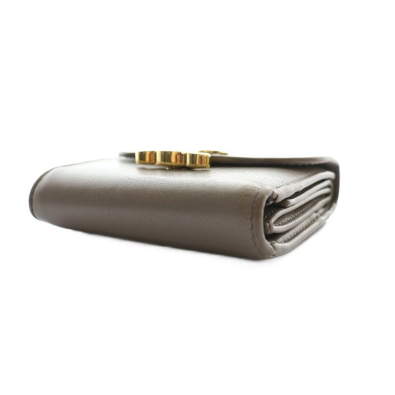 Celine Small Flap Wallet Triomphe Trifold Wallet Leather Greige SS • OS