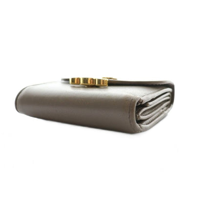 Celine Small Flap Wallet Triomphe Trifold Wallet Leather Greige SS • OS