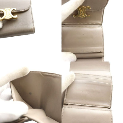 Celine Small Flap Wallet Triomphe Trifold Wallet Leather Greige SS • OS