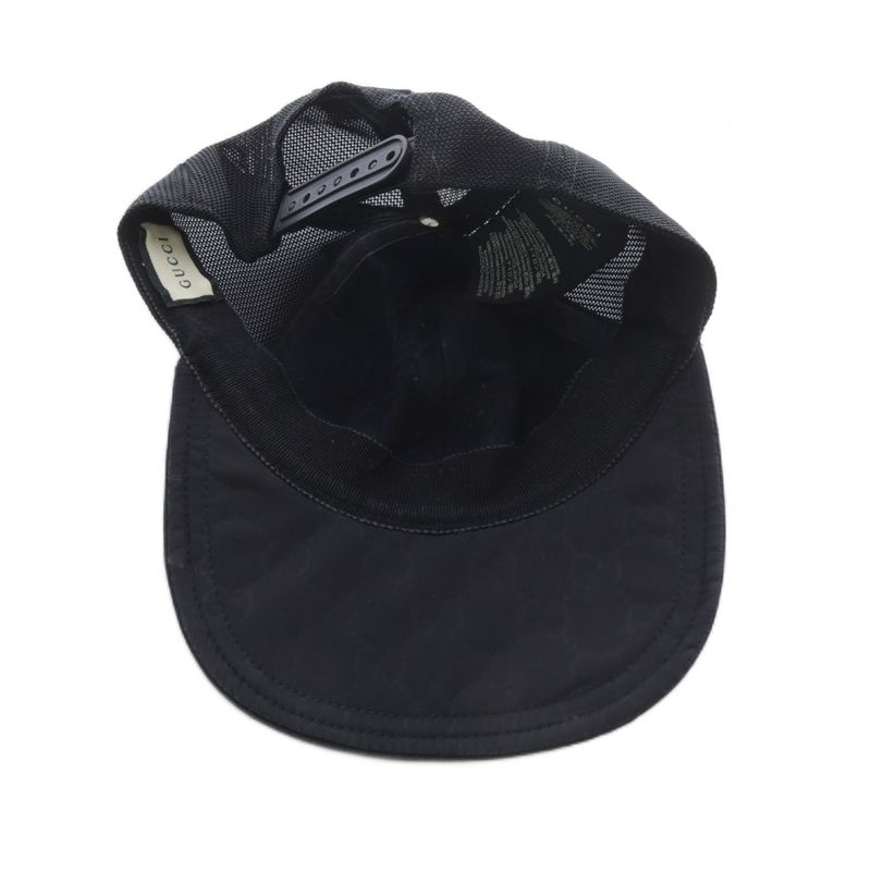 Gucci GG Pattern Nylon Mesh Baseball Cap Hat M 58cm (22.83in) Black Yo8 • OH