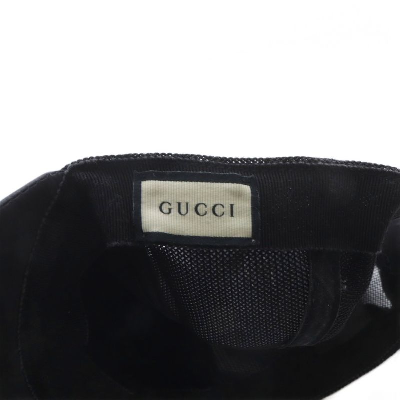 Gucci GG Pattern Nylon Mesh Baseball Cap Hat M 58cm (22.83in) Black Yo8 • OH