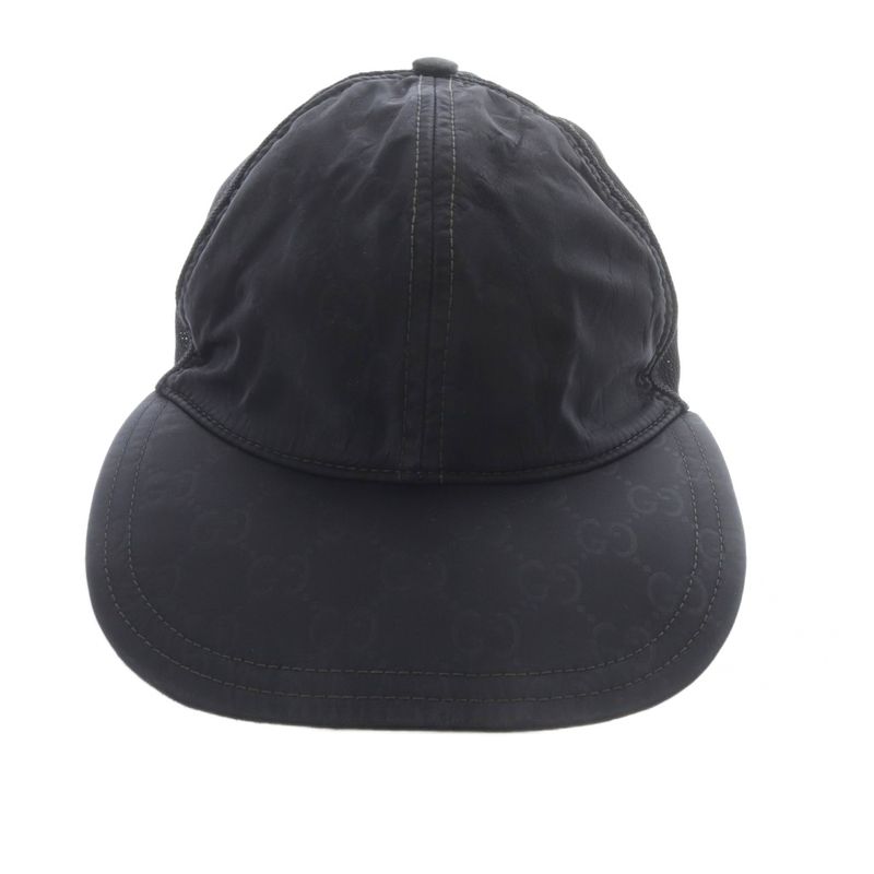 Gucci GG Pattern Nylon Mesh Baseball Cap Hat M 58cm (22.83in) Black Yo8 • OH