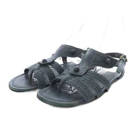 Balenciaga Arena Sandals Flat Strap Leather 37.5 Gray Yo2 • Sh