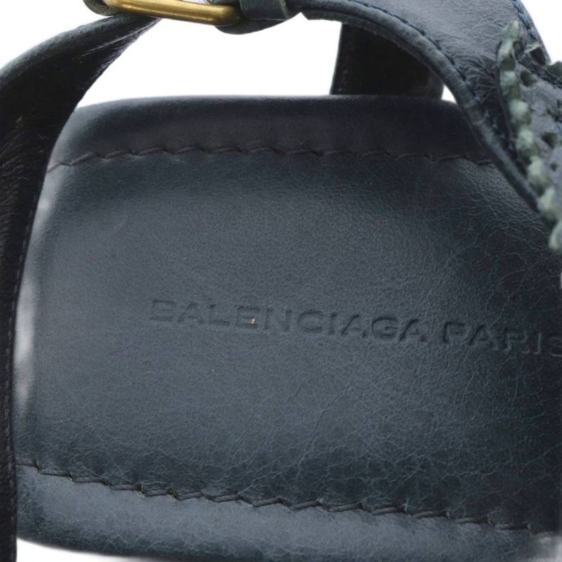 Balenciaga Arena Sandals Flat Strap Leather 37.5 Gray Yo2 • Sh