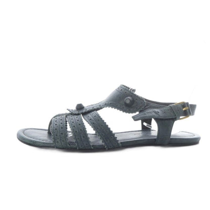 Balenciaga Arena Sandals Flat Strap Leather 37.5 Gray Yo2 • Sh