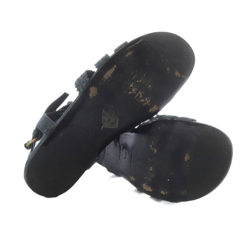 Balenciaga Arena Sandals Flat Strap Leather 37.5 Gray Yo2 • Sh