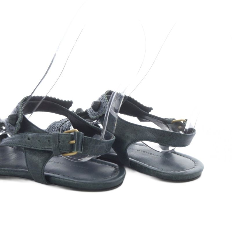 Balenciaga Arena Sandals Flat Strap Leather 37.5 Gray Yo2 • Sh