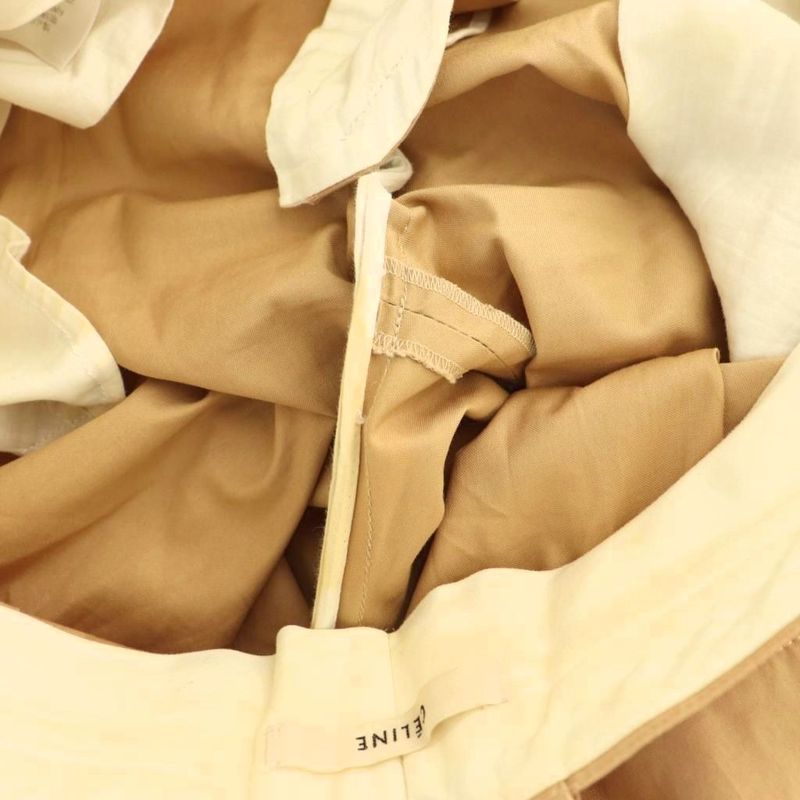 Celine Phoebe Period Cotton Flare Wide Pants 36 Beige Roll Up Cx • OS