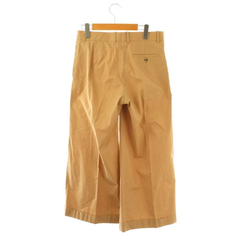 Celine Phoebe Period Cotton Flare Wide Pants 36 Beige Roll Up Cx • OS