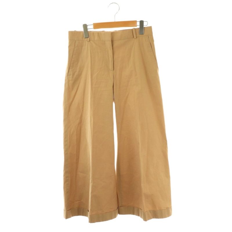 Celine Phoebe Period Cotton Flare Wide Pants 36 Beige Roll Up Cx • OS