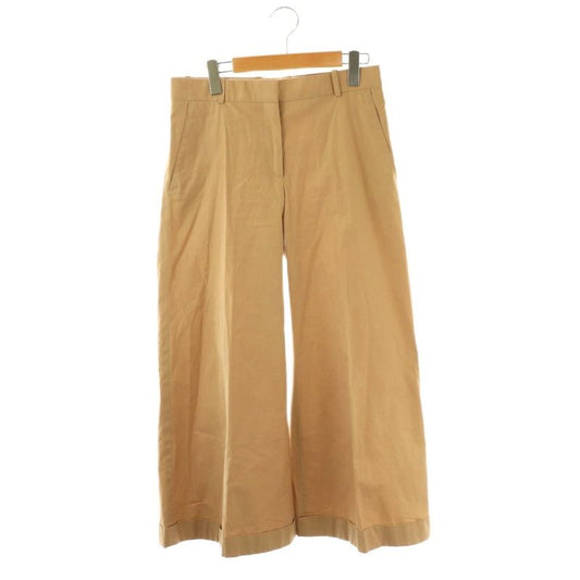 Celine Phoebe Period Cotton Flare Wide Pants 36 Beige Roll Up Cx • OS