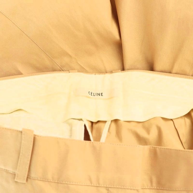 Celine Phoebe Period Cotton Flare Wide Pants 36 Beige Roll Up Cx • OS