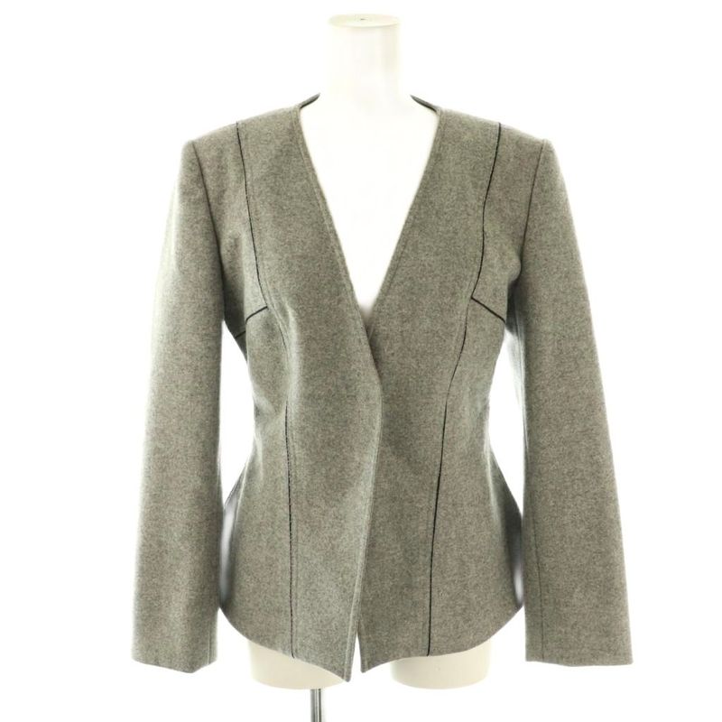 Fendi Wool Side Lace Collarless Jacket 40 Gray Cx • OS • Sh