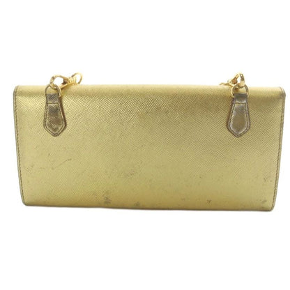 Prada Wallet Bag Shoulder Bag One Shoulder Crossbody Chain Gold Color Yo21 • OH