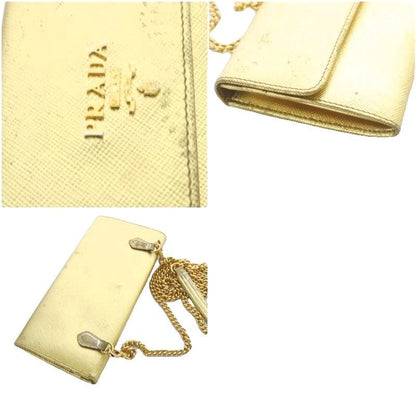 Prada Wallet Bag Shoulder Bag One Shoulder Crossbody Chain Gold Color Yo21 • OH