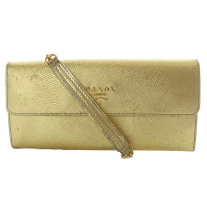 Prada Wallet Bag Shoulder Bag One Shoulder Crossbody Chain Gold Color Yo21 • OH